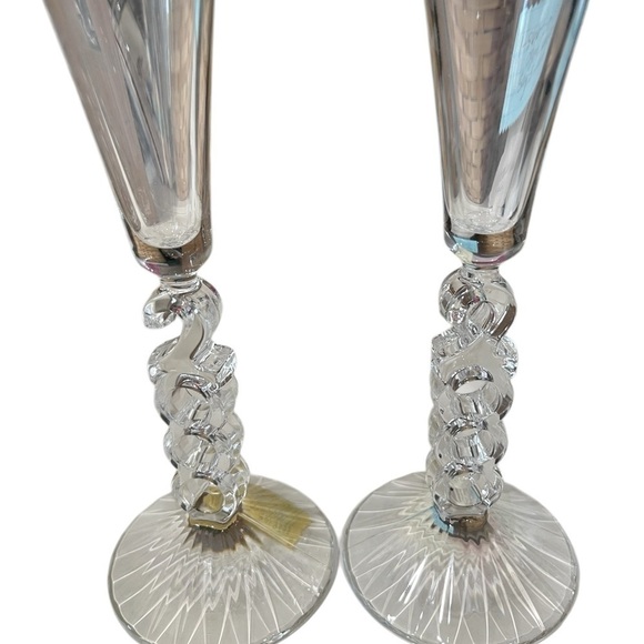 Cristal d Arques France 10 inch 2000 Millennium Champagne Flutes Set of 2 boxed - Picture 4 of 5